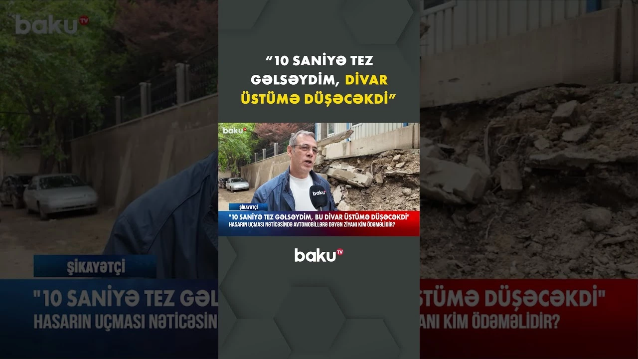 Hasar uçaraq avtomobilləri yararsız vəziyyətə saldı - Baku TV
