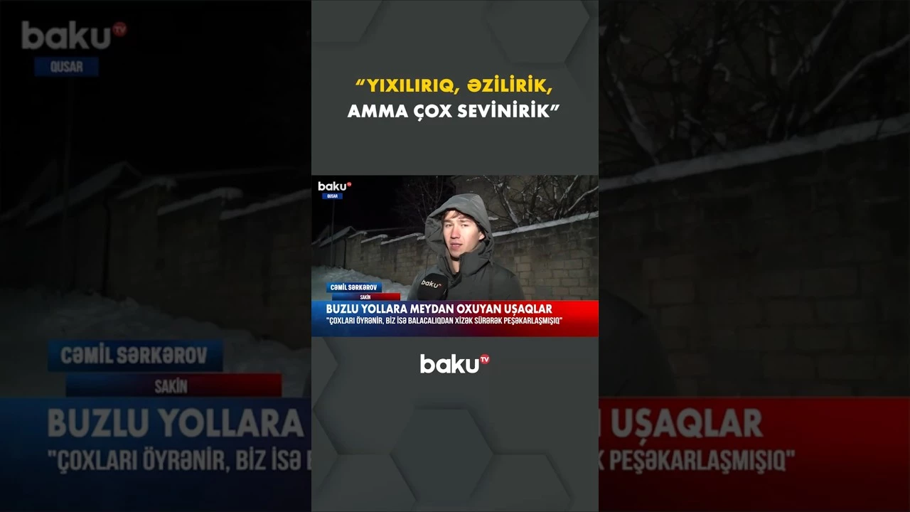 “Gecəyə qədər buradayıq” | Buzlu yollara meydan oxuyan uşaqlar - Baku TV
