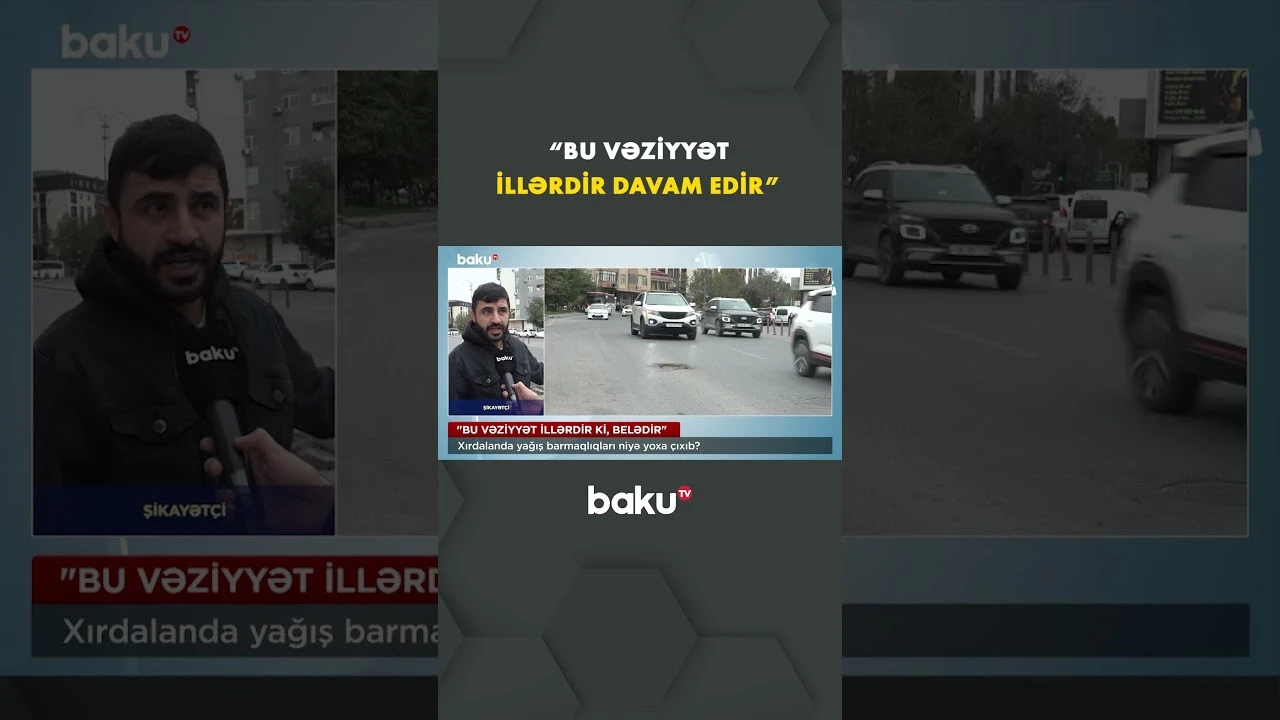 Yağış barmaqlıqlarının çatışmadığı küçə hissələri - Baku TV