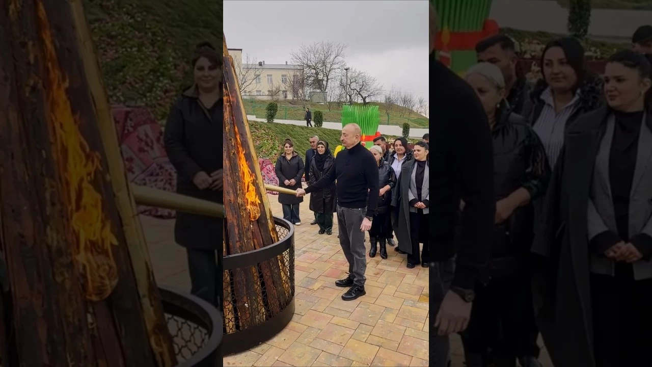 İlham Əliyev Xanobada tonqalı alovlandırdı - Baku TV