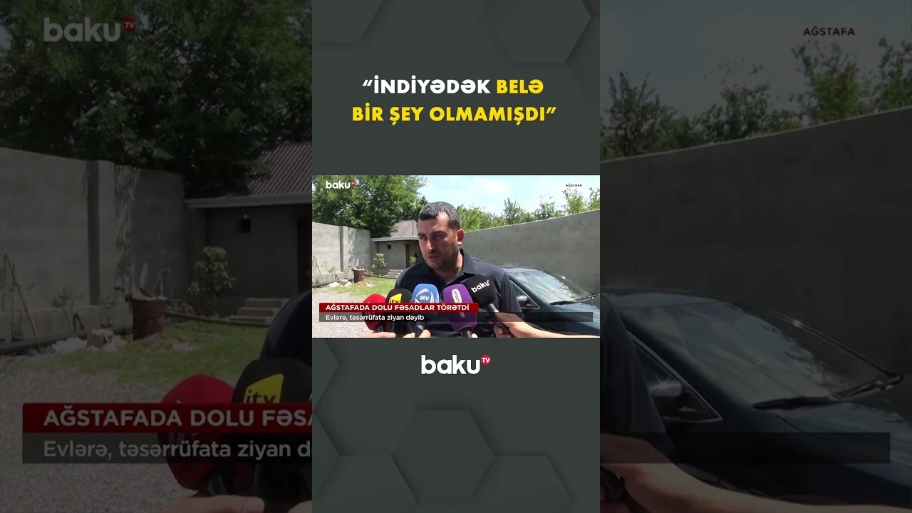 Güclü dolu Ağstafada evlərə ziyan vurdu - Baku TV