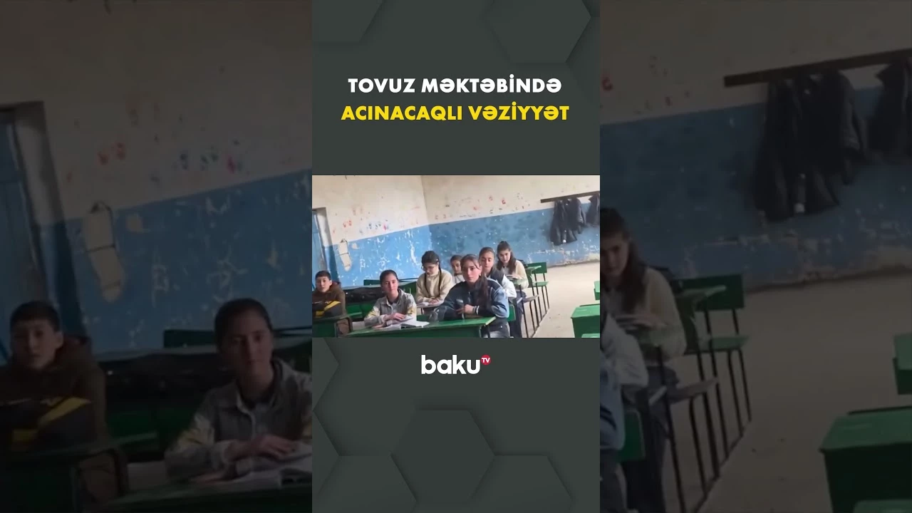 Tovuzda məktəblilər görün hansı vəziyyətdə dərs oxuyur - Baku TV