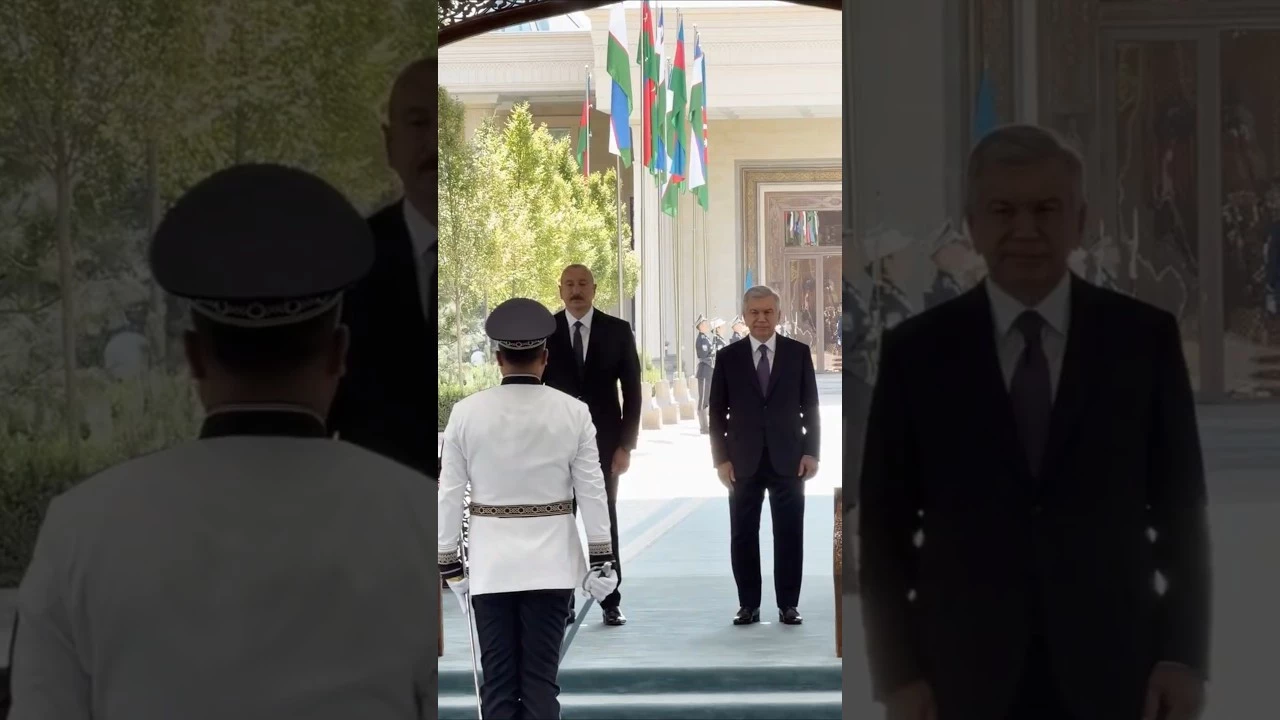 Prezidentin Daşkənddə rəsmi qarşılanma mərasimindən görüntülər - Baku TV