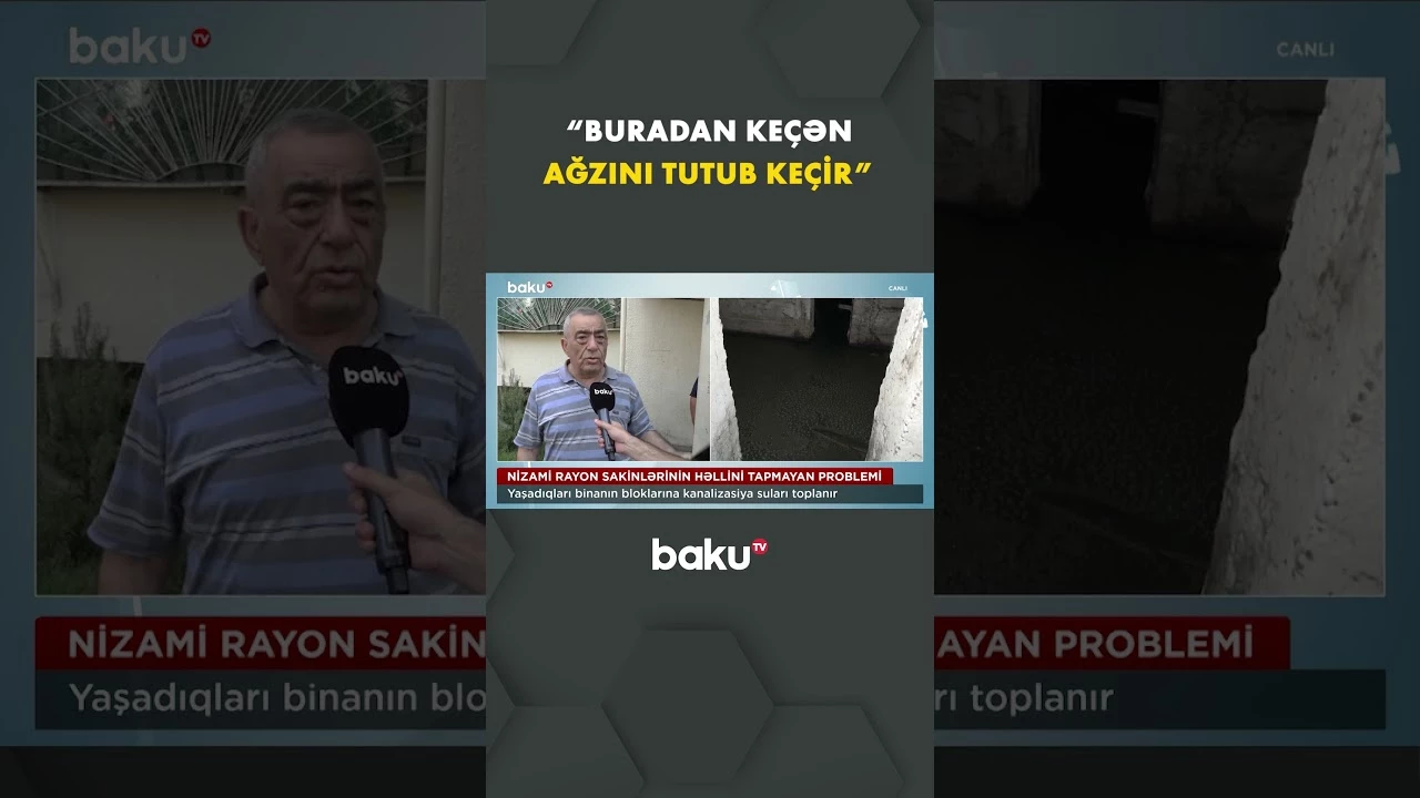 Binanın bloklarını kanalizasiya suları basır - Baku TV